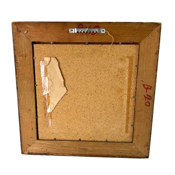 Navajo Sand Painting With Geometric Design In Wooden Frame - Picture 7 of 11